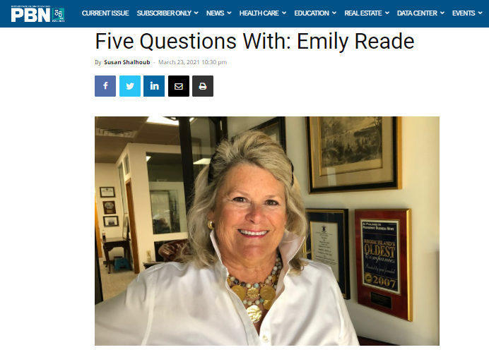 Providence Business News: Five Questions with Emily Reade