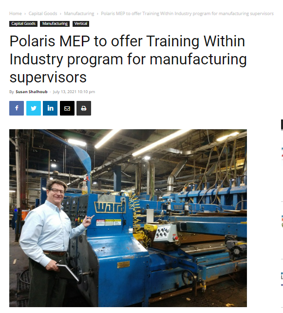 Providence Business News: Polaris MEP to offer Training Within Industry program.