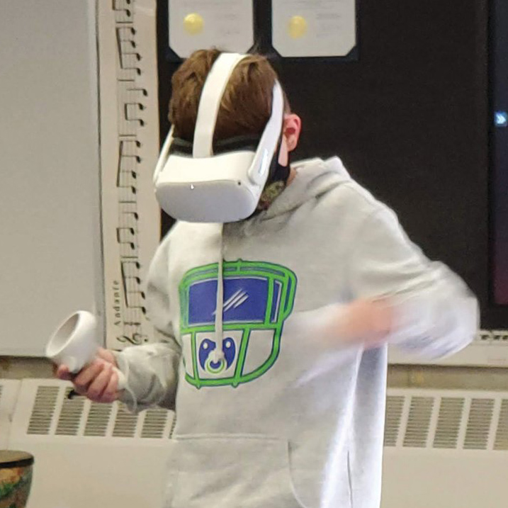 Boy using VR headset