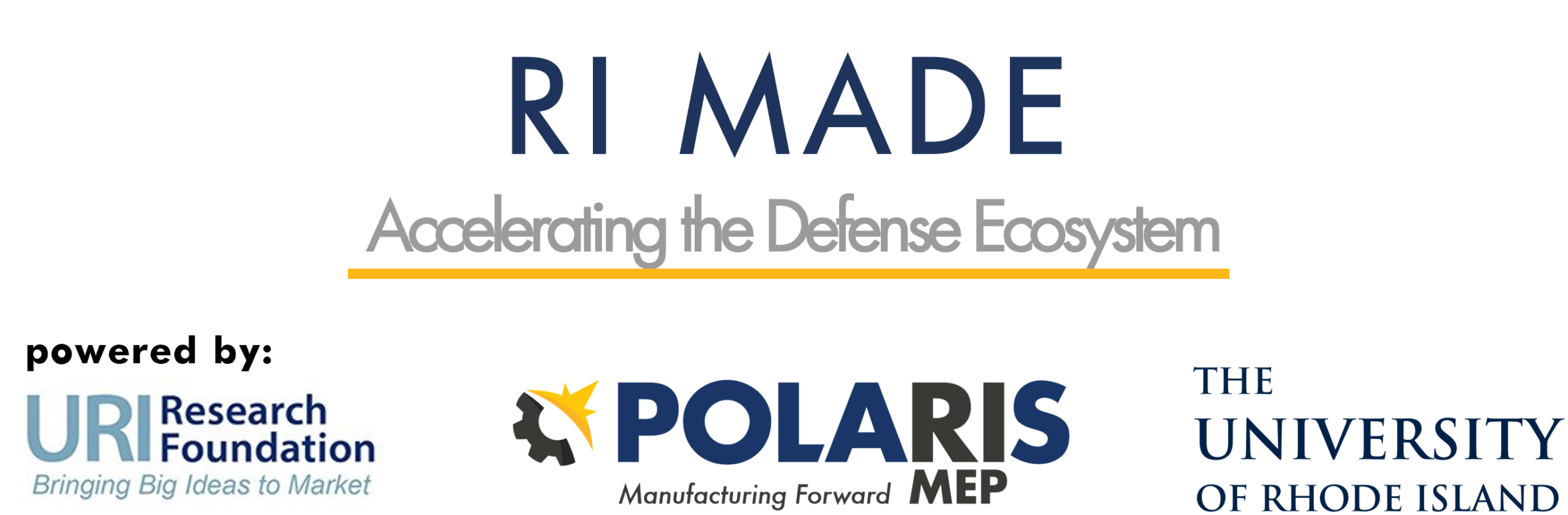 Wordmark logo - RI MADE Defense Supply Chain - Polaris MEP, URI Research Foundation