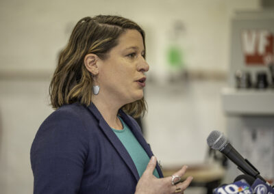 Regan Brewer Johnson, President of JARC: "So who are we and why are we here? Our mission at JARC RI is very simple. We work to ensure that people who want to work do not live in poverty. And so we believe that the advanced manufacturing sector is a mechanism that can transform people’s lives and really transition people from poverty into the middle class."