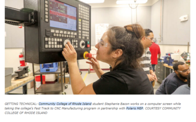 Providence Business News: CCRI Partners with Polaris MEP on Manufacturing Workforce Training
