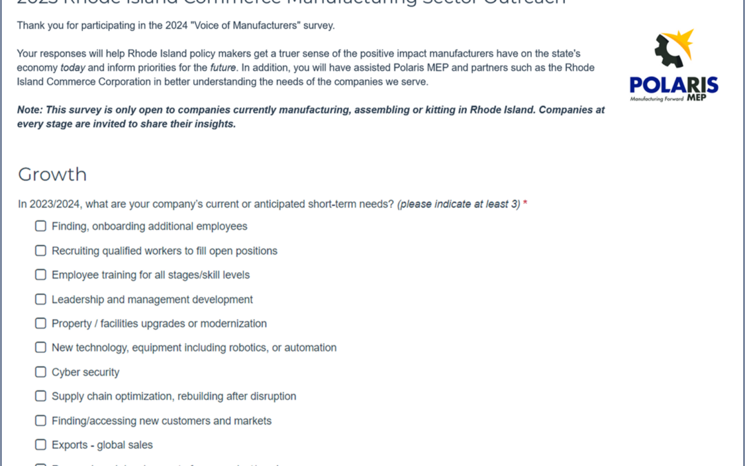 “Voice of Manufacturers” Survey Launched To Provide Updated Data on Rhode Island Manufacturing Sector